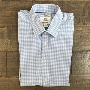 Jos. A. Bank Men's Blue Checkered Shirt Size 17-34 Non-Iron Slim Fit